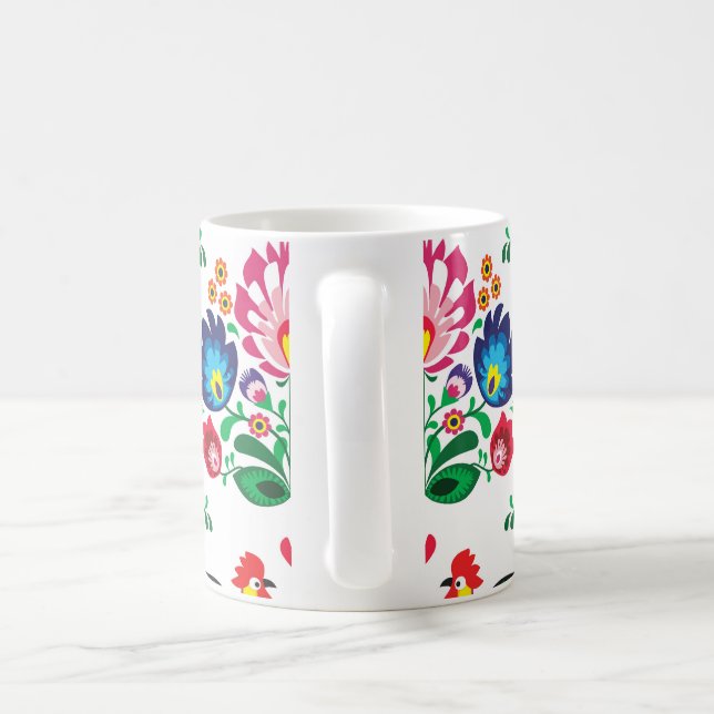 Caneca De Café Teste padrão popular floral polonês tradicional do (Alça)