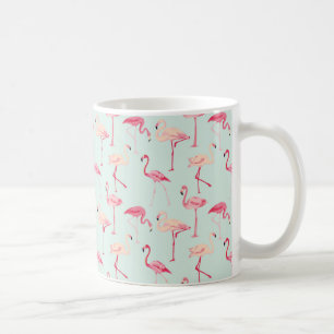 Caneca De Café Teste padrão retro do flamingo