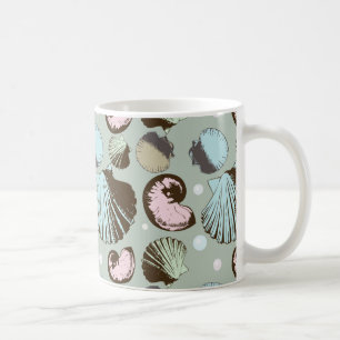 Caneca De Café Teste padrão retro do Seashell