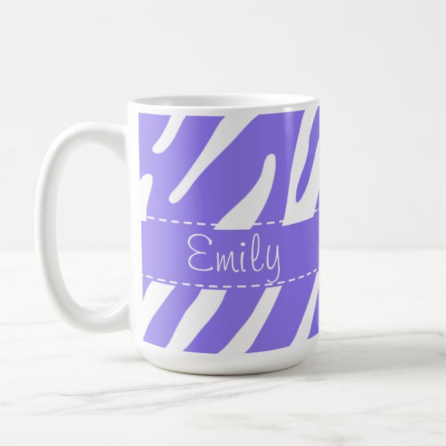 Caneca De Café Teste padrão roxo da listra da zebra (Esquerda)