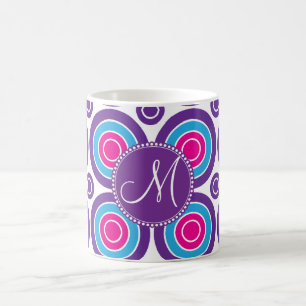 Caneca De Café Teste padrão roxo personalizado do círculo do ro