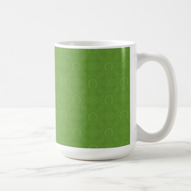 Caneca De Café Teste padrão verde afortunado dos ícones (Direita)
