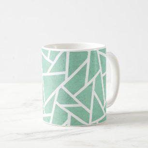 Caneca De Café Teste padrão verde e branco da hortelã de mosaic
