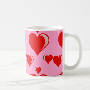 Caneca De Café Teste padrão vermelho e cor-de-rosa do dia dos