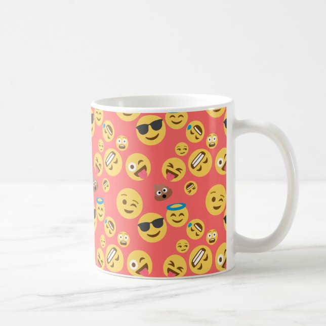 Caneca De Café Teste padrão vermelho parvo de Emoji (Direita)