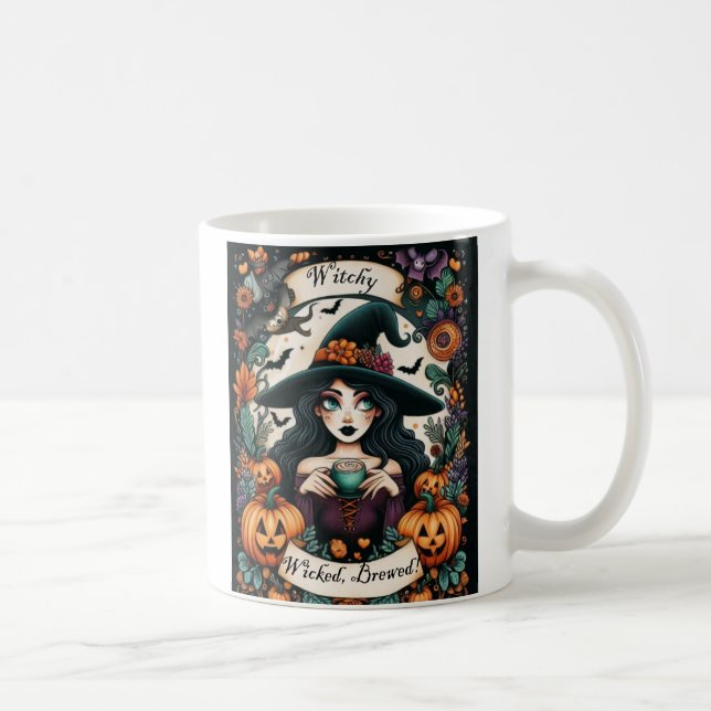 Caneca De Café Testemunha, Má, Feiticeira De Halloween Atraente (Direita)