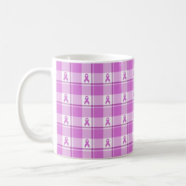 Caneca De Café Testicular Cancer Awareness Plaid Purple Ribbon (Esquerda)