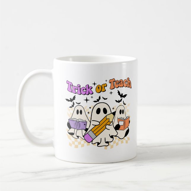 Caneca De Café Teta De Professores De Halloween De Trick Ou Teach (Esquerda)