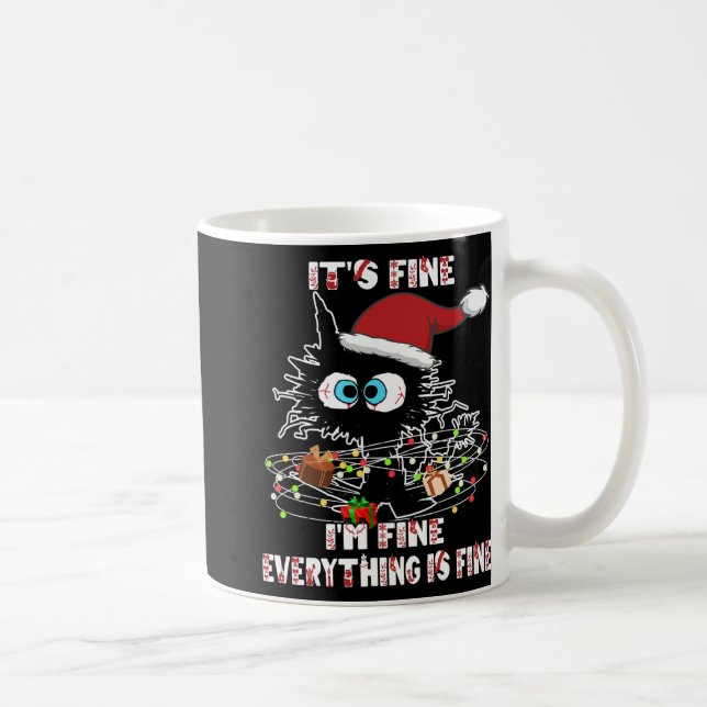 Caneca De Café Teto de Gato Negro Engraçado (Direita)