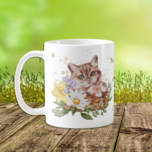 Caneca De Café Teve-me no Meow Floral Cat