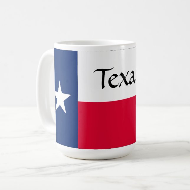 Caneca De Café Texan, Texas Flag com Bluebonnets, Mug (Frente Esquerda)