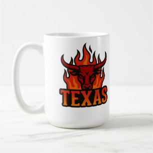 Caneca De Café Texas Flame Bull Head - Fiery Longhorn Western