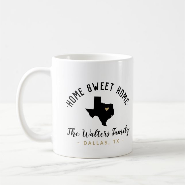 Caneca De Café Texas Home Sweet Home Family Monograma Mug (Esquerda)