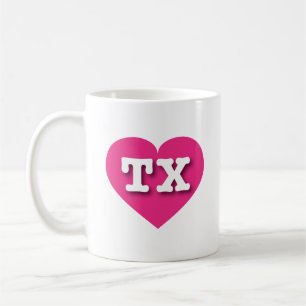 Caneca De Café Texas Hot Pink Heart - Adoro TX