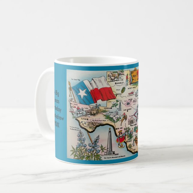 Caneca De Café Texas Map Custom Mug (Frente Esquerda)