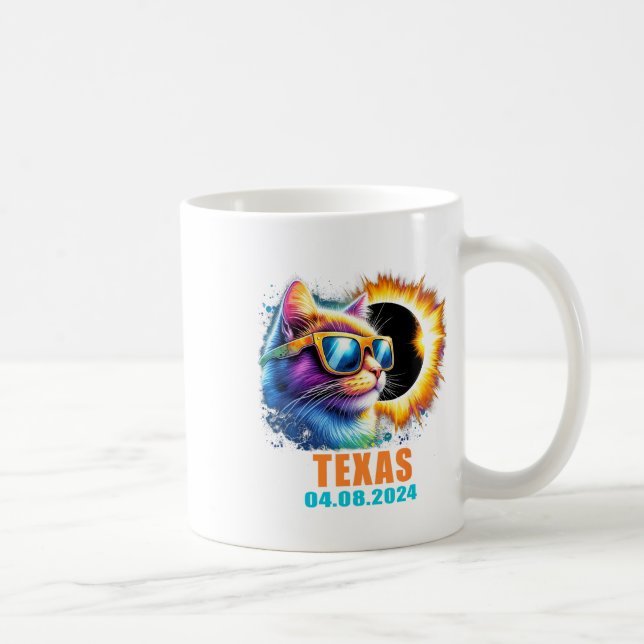 Caneca De Café Texas Total Solar Eclipse 2024 Cat Solar Eclipse G (Direita)