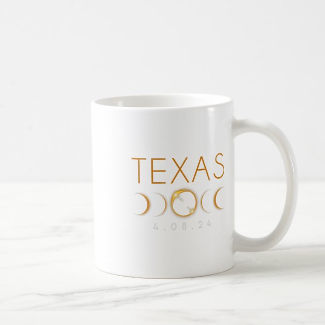 Caneca De Café Texas Total Solar Eclipse 8 de abril de 2024 Texas (Direita)
