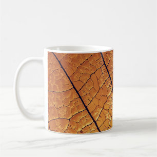 Caneca De Café Têxteis de impressão de folhas castanhas e branc