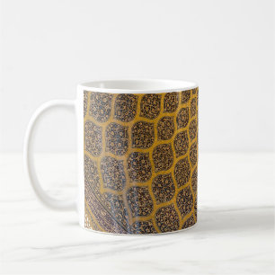 Caneca De Café Têxteis florais amarelos e azuis