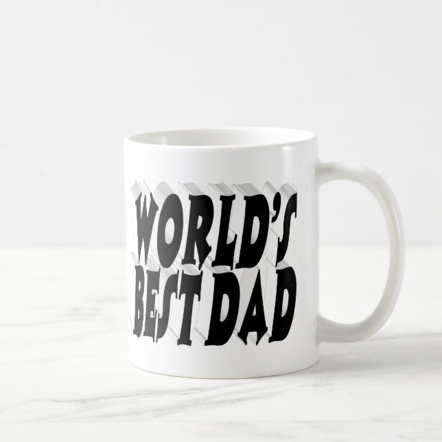 Caneca De Café Texto 3d preto do melhor Pai (Direita)