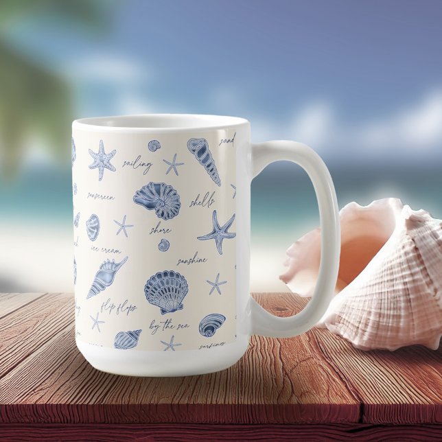 Caneca De Café Texto Azul do Starfish ID918 (Criador carregado)