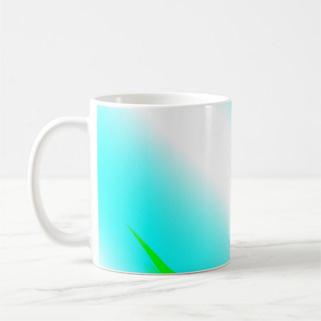 Caneca De Café Texto azul verde do arco-íris abstrato (Esquerda)