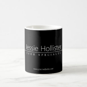 Caneca De Café Texto branco clássico simples em preto