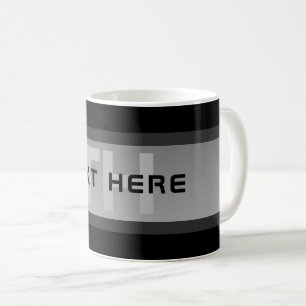 Caneca De Café Texto Camadas Personalizável Moderno Preto e Cin