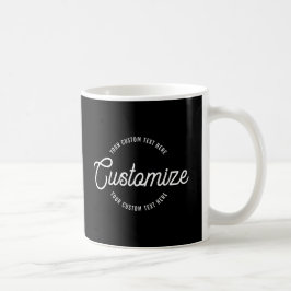 Caneca De Café Texto Circular e Cursivo Elegante e Editável