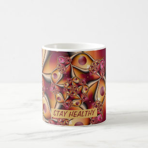 Caneca De Café Texto Colorido Abstrato Vermelho Laranja Fantasia