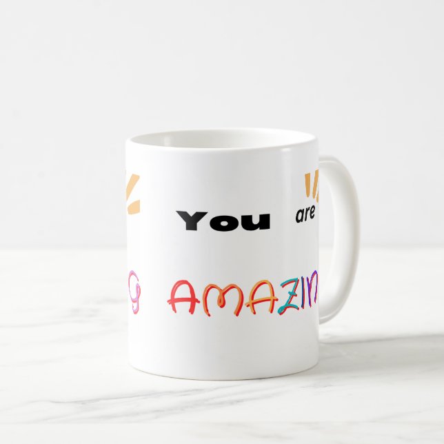 Caneca De Café Texto colorido que você é incrível (Frente Esquerda)