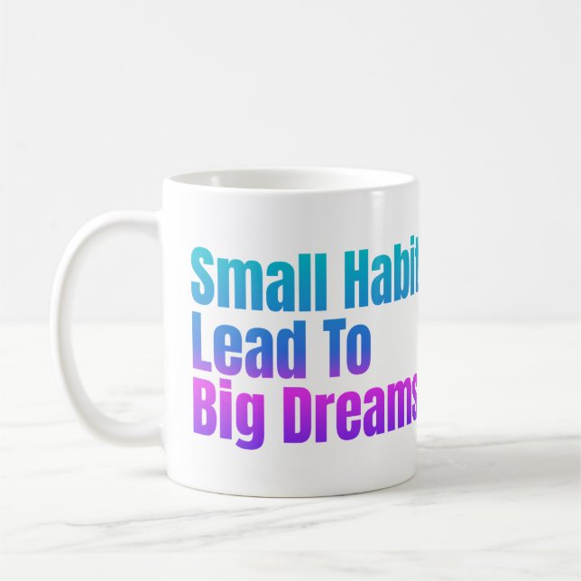 Caneca De Café Texto ColoridoHábitos Pequenos de Cotação Motivaci (Esquerda)