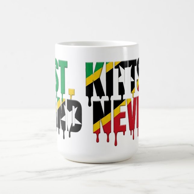 Caneca De Café Texto com Efeito St. Kitts | Design de Bandeira do (Centro)