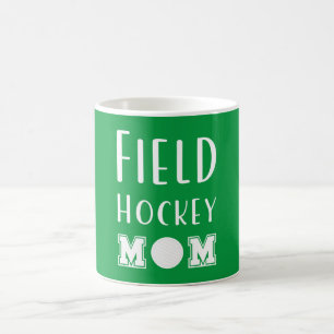 Caneca De Café Texto Da Tipografia Verde E Branca Do Hockey De Ca