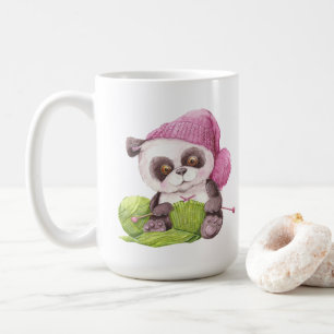 Caneca De Café texto de adição de uma dama de tricô louca