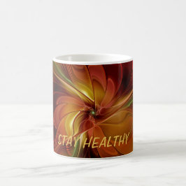 Caneca De Café Texto de Arte Verde Marrom abstrato Vermelho Laran