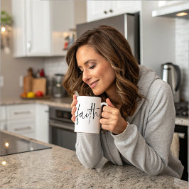Caneca De Café Texto de Caligrafia Versa com Bíblia de Fé Preta S