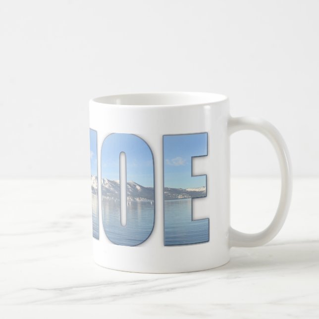 Caneca De Café Texto de Lake Tahoe (Direita)
