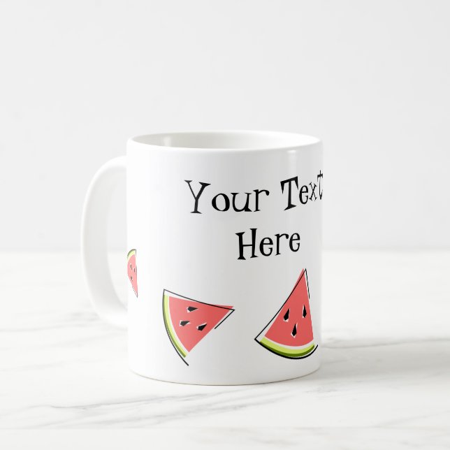 Caneca De Café Texto de Peças de Melancia (Frente Esquerda)