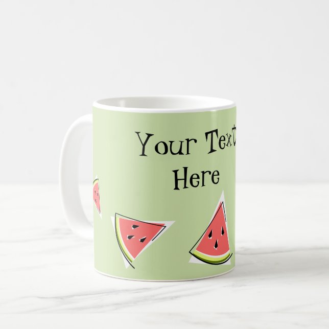 Caneca De Café Texto de Peças Verdes de Melancia (Frente Esquerda)