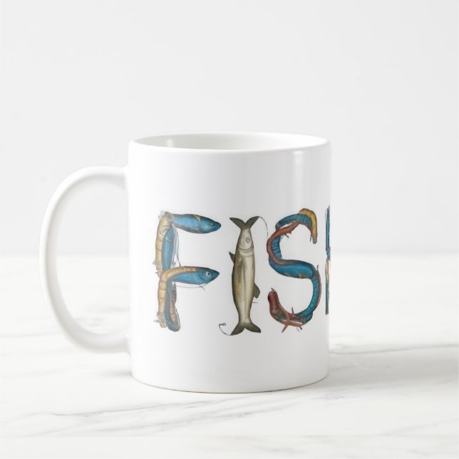 Caneca De Café Texto de pesca (Esquerda)