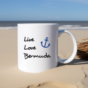 Caneca De Café Texto de Script do Live Love Bermuda com Âncora