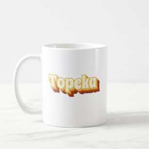 Caneca De Café Texto de Vintagem Retroativa da Topeka