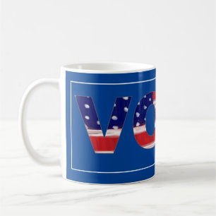 Caneca De Café Texto De Votação Nas Cores De Sinalizador