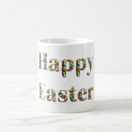Caneca De Café texto decorativo Feliz Páscoa