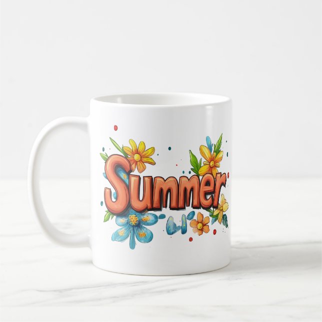 Caneca De Café Texto do 3d Verão (Esquerda)