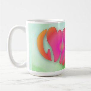 Caneca De Café Texto do Coração Cor-de-Rosa do Dia de os namorado