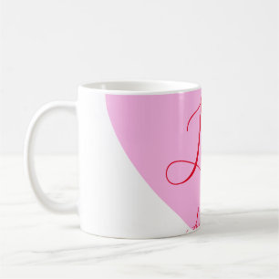 Caneca De Café texto do dia dos namorados coração rosa vermelho f