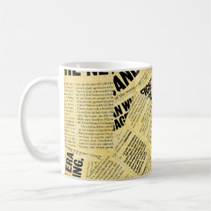 Caneca De Café Texto do jornal com papel antigo