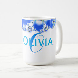 Caneca De Café Texto do nome do abstrato do Fractal da flora